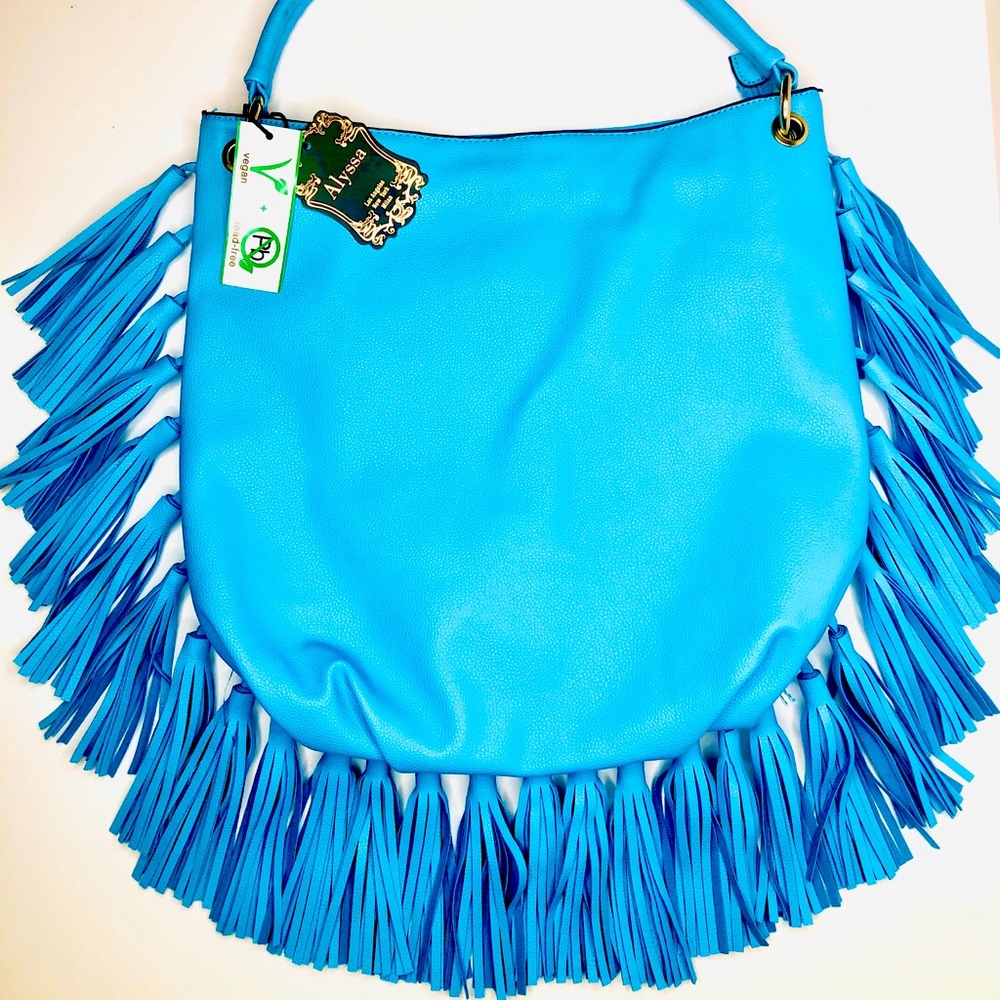 Alyssa Los Angeles Outer Fringe Shoulder Bag Blue
